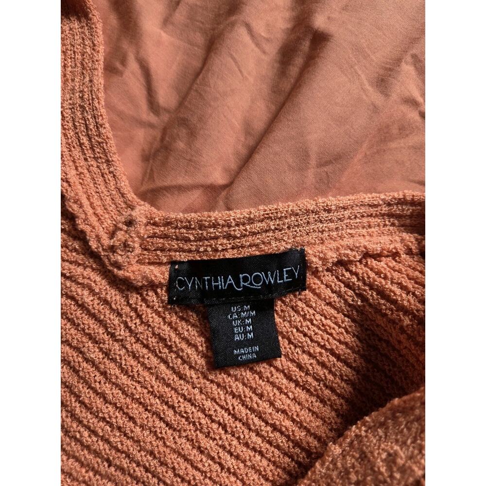 Cynthia Rowley Mixed Media Tank Tiered Dress Drop Waist Sz M Dusty Peach Boho - Picture 6 of 11